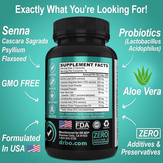 Colon Cleanser Detox for Weight Flush - 15 Day Intestinal Cleanse Pills & Probiotic - Fast Natural Laxative for Constipation Relief - Bowel Movement Supplements for Stomach Bloating, Gut Loss Support