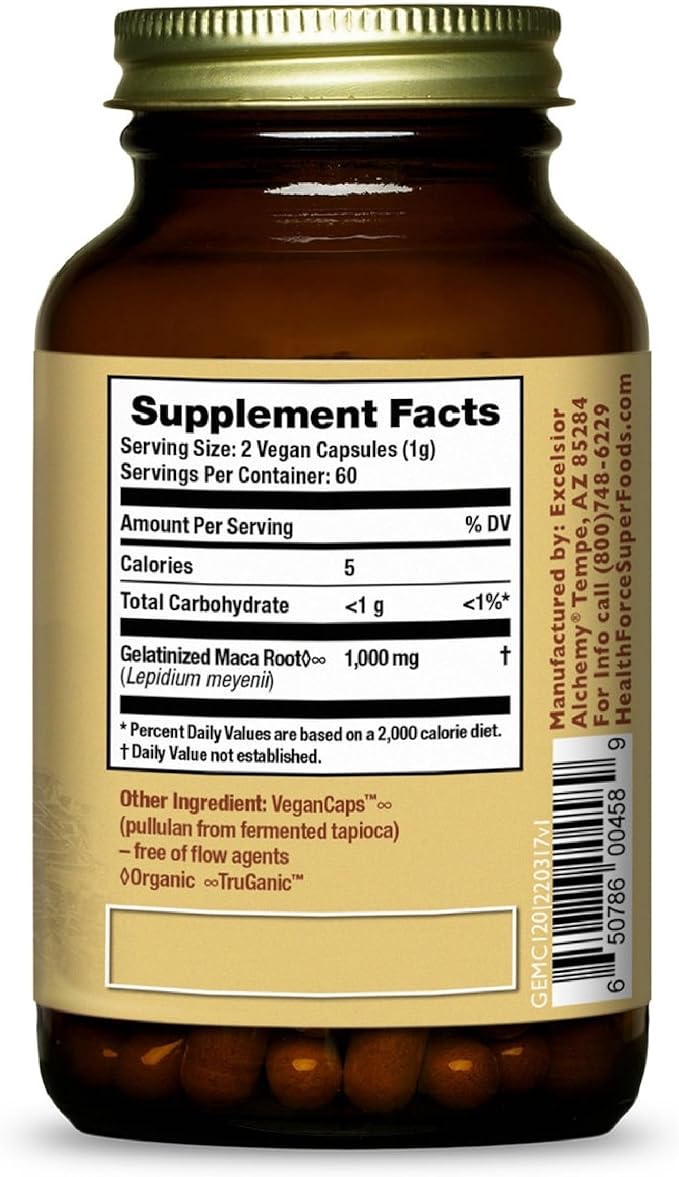 HEALTHFORCE SUPERFOODS Gelatinized Maca - 120 VeganCaps