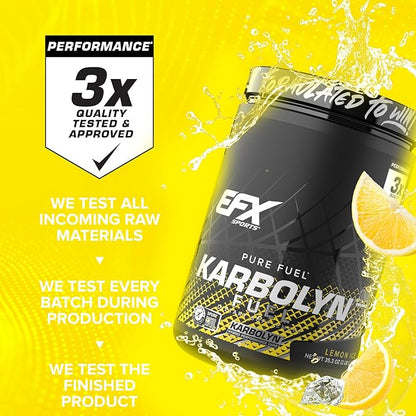 EFX Sports Karbolyn Fuel | Fast-Absorbing Carbohydrate Powder | Carb Load, Sustained Energy, Quick Recovery | Stimulant Free | 18 Servings (Lemon Ice)