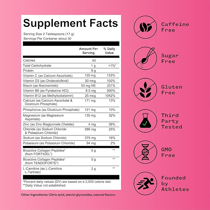 RNWY Foundation Collagen + Hydration Powder, Daily Joint Support with Electrolytes, Wild Cherry, 10g Collagen Peptides, 30 Servings