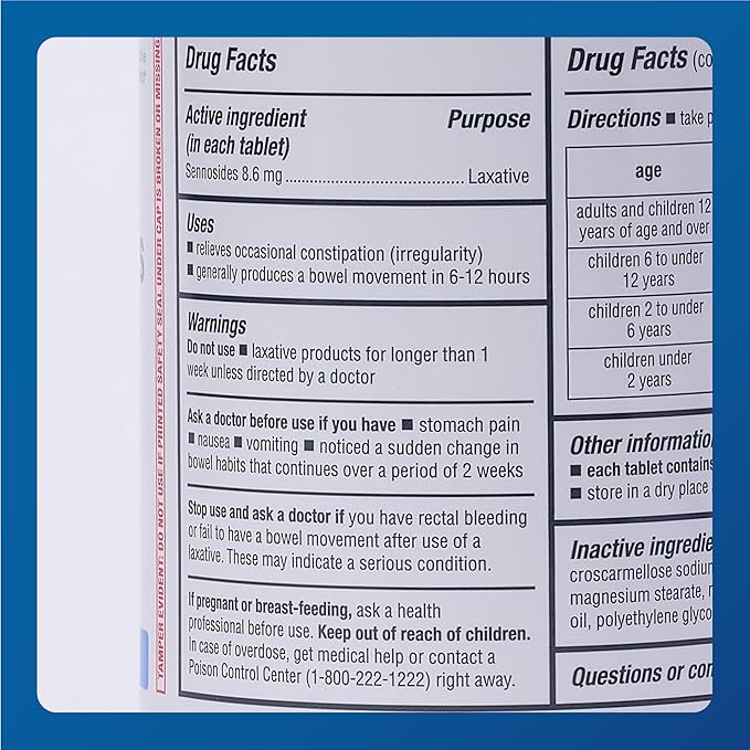 Major Senna 8.6 mg Natural Vegetable Laxative Tablets - Made With Sennosides - 1000-Count - (4 Pack)