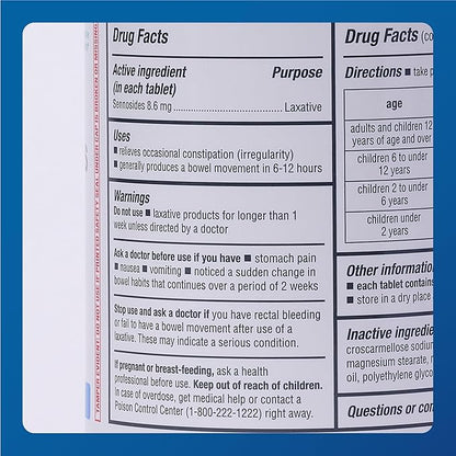Major Senna 8.6 mg Natural Vegetable Laxative Tablets - Made With Sennosides - 1000-Count - (4 Pack)