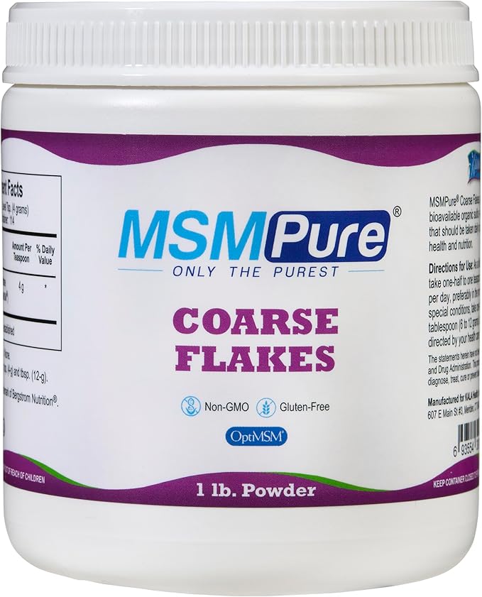 KALA HEALTH MSMPure Coarse MSM Powder Flakes – US-Sourced MSM for Joint Health, Skin Appearance, and Hair & Nail Support – 1 lb, Organic Sulfur