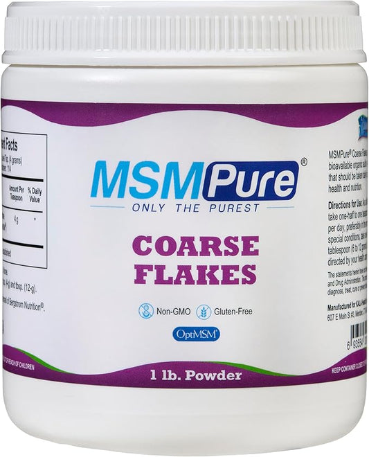 KALA HEALTH MSMPure Coarse MSM Powder Flakes – US-Sourced MSM for Joint Health, Skin Appearance, and Hair & Nail Support – 1 lb, Organic Sulfur