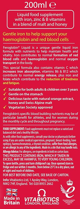 Gentle Iron and Nutrient Liquid - Reduce Tiredness and Fatigue | Maintain Health and Vitality | Natural Iron Source