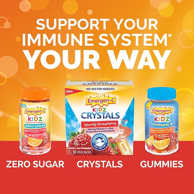 Emergen-C Kidz Daily Immune Support Dietary Supplements, Flavored Gummies with Vitamin C and B Vitamins for Immune Support, Berry Bash - 44 Count