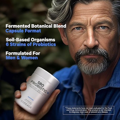 Codeage SBO Probiotics, 50 Billion CFUs Per Serving, Multi Strain Soil Based Organisms Blend and Organic Fermented Botanical Blend, Shelf-Stable, 90 Capsules