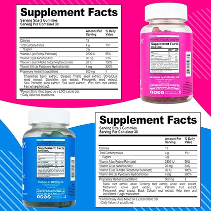 BEARVANA Top Support & Peach Support Combo Pack Gummies for Women | Workout Aid | Fitness Supplement | 9 Herbal Extracts Including Fenugreek, Maca Root, Fennel Seed | Essential Vitamins| Berry Flavor