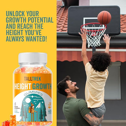 Height Growth Supplement Gummies - Growth Development Vitamins to Grow Taller with Ashwagandha Calcium Vitamin D3 K2 Zinc L-Arginine for Kids Teens Adult - Bone Strength Support Multivitamins
