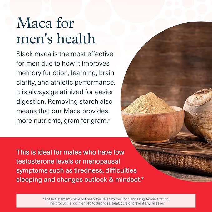 Youtheory Men's Maca - Vegan Maca Supplement for Men - Supports Energy, Stamina & Endurance* - Dairy, Soy & Gluten Free - 120 Vegetable Capsules