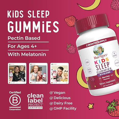 MaryRuth's Melatonin Gummies for Kids | 2 Month Supply | Sleep Gummies for Kids Ages 4+ | Kids Melatonin Gummy | Melatonin 1 mg | Relaxation & Sleep Support | Vegan | Gluten Free | 60 Count