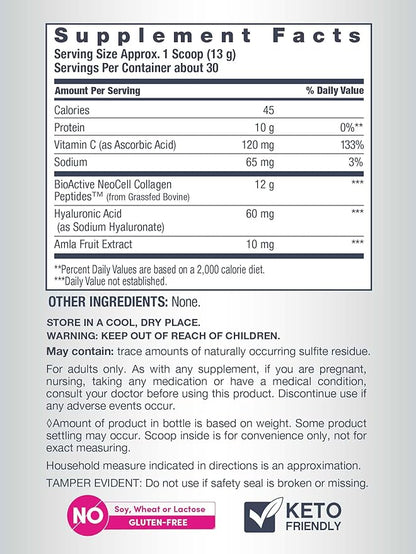 NeoCell Super Collagen Peptides | 13.7 oz | Grassfed Bovine | With Hyaluronic Acid and Vitamin C | Non-GMO, Gluten & Soy Free Supplement