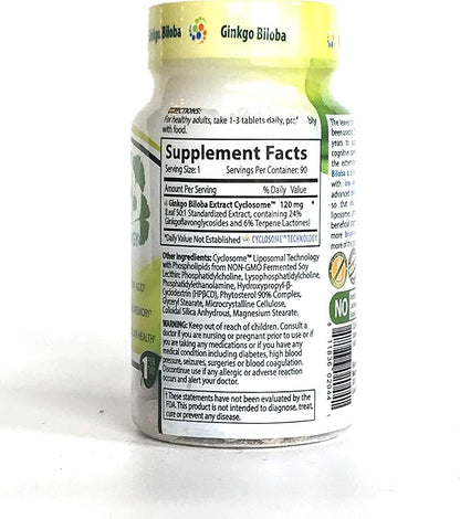 Liposomal Ginkgo Biloba | 120mg per Pill | Cognitive Support | Maximum Absorption Formula | 3 Month Supply | Non-GMO | Gluten-Free | Vegetarian | Lab Certified | USA
