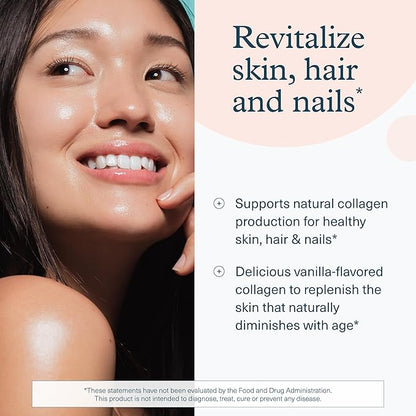 Youtheory Collagen Powder - Premium Collagen Supplement with Vitamin C & Biotin - for Healthy Hair, Nails, Skin & Joints* - Hydrolyzed & Highly Absorbable - Dairy, Soy & Gluten Free - Vanilla - 10 oz