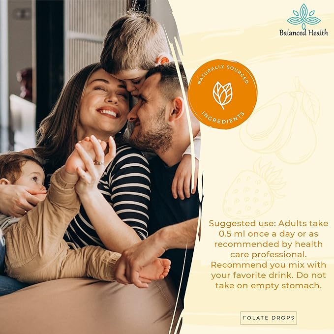 Folate Drops - 120 Servings, 2oz, Butterscotch Flavor, 500mcg L-5-MTHF Folic Acid Supplement