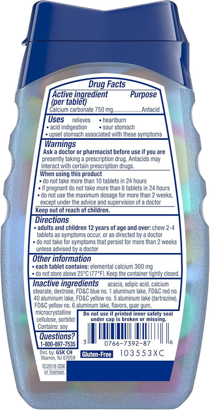 TUMS Smoothies Extra Strength Antacid Chewable Tablets for Heartburn Relief, Assorted Fruit - 60 Count (Pack of 1)