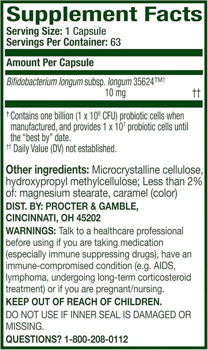 Align Probiotic, Pro Formula, Probiotics for Women and Men, Daily Probiotic Supplement, Helps Soothe Occasional Bloating & Gas*, #1 Doctor Recommended Brand‡, 63 Capsules (Packaging May Vary)