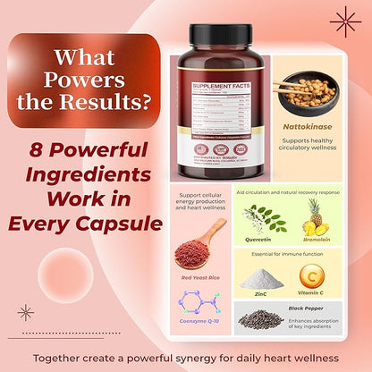 Nattokinase with CoQ10 + Red Yeast Rice Quercetin + Bromelain -Immune Booster - USA Made & Tested (150-day Supply (Pack of 1))