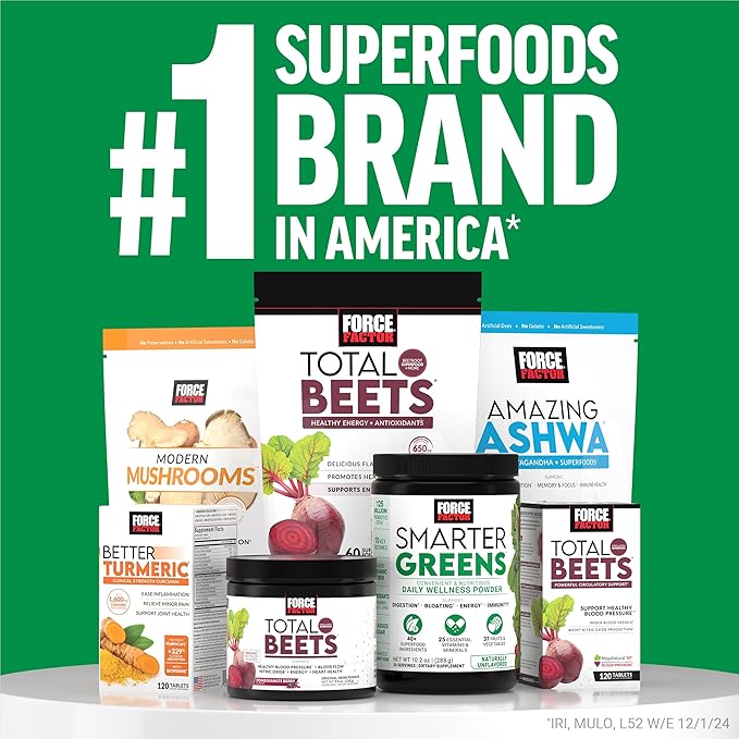 Force Factor Smarter Greens Daily Wellness Powder, Greens Superfood Powder to Support Gut Health, Bloating & Digestion, with 40+ Superfoods, 125 Million CFUs of Probiotics, Citrus Flavor, 30 Servings