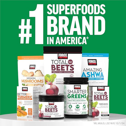 Force Factor Smarter Greens Daily Wellness Powder, Greens Superfood Powder to Support Gut Health, Bloating & Digestion, with 40+ Superfoods, 125 Million CFUs of Probiotics, Citrus Flavor, 30 Servings