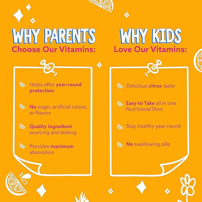 Feel Great Sugar Free Kids Multivitamin – Liquid Multivitamin | Essential Vitamins for Immune Support | Orange Flavored, Vegetarian Formula | 30 Day Supply