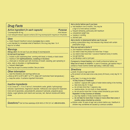 Curist Esomeprazole 20mg Capsules Delayed-Release - Acid Reflux Medicine for Heartburn Relief - 42 Count Capsules - Acid Reflux Relief