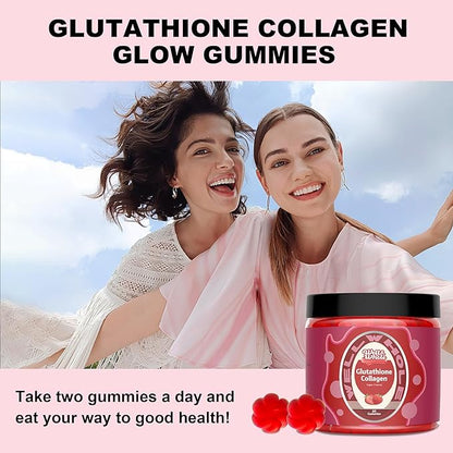 Well&Whole Glutathione Collagen Glow Gummies, Glow Beauty Collagen Gummies for Women, Strawberry Flavor, 60 Counts