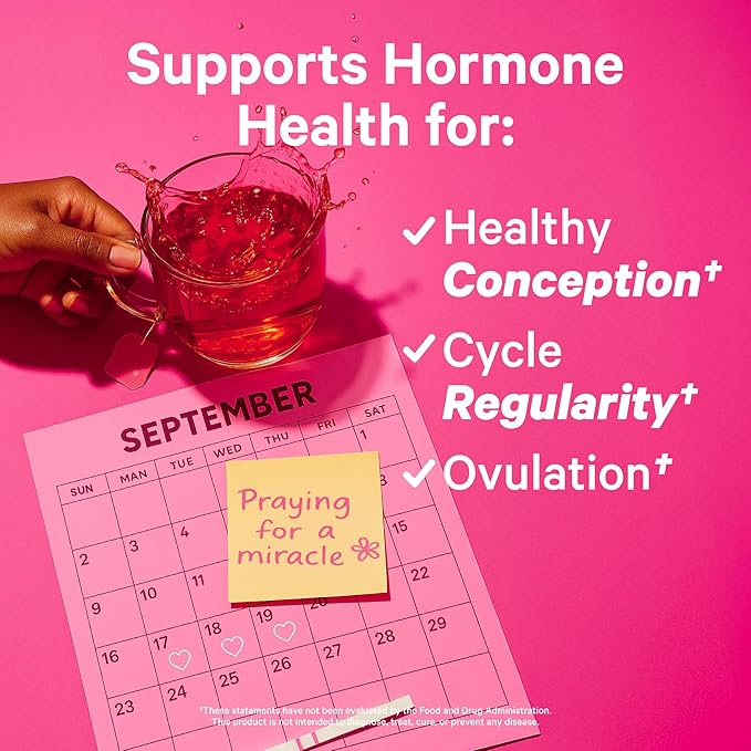 Pink Stork Organic Fertility Tea for Women with Chaste Tree Berries (Vitex) to Support Conception for Her - Hormone Balance with Mint and Red Raspberry Leaf, 15 Sachets