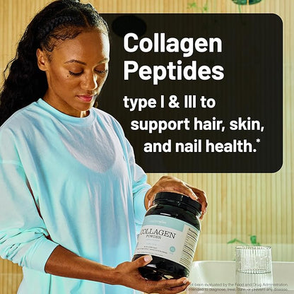 NatureWise Collagen Peptides Powder with Hyaluronic Acid and Vitamin C - Unflavored Collagen Peptides for Women & Men - Type I & III for Hair, Skin & Nails - Sugar, Gluten & Dairy Free - 30 Servings