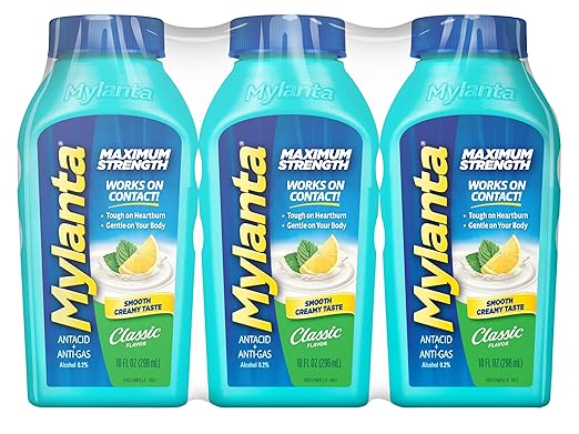 Mylanta Antacid and Anti-Gas, Maximum Strength Formula for Heartburn and Gas Relief, 3 Pack, Classic Flavor, 10 Fluid Ounce