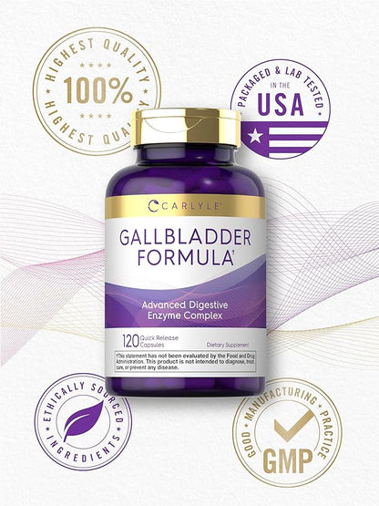Carlyle Gallbladder Supplement | 120 Quick Release Capsules | Complete Digestive Enzyme Complex | Non-GMO & Gluten Free Formula