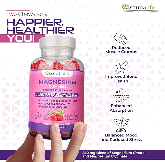 Magnesium Gummies Pure Magnesium 100mg per Serving for Sleep and Clam - 850mg Blend of Magnesium Glycinate Citrate - Wake Up Energized with Magnesium Supports Digestion - 60 Count