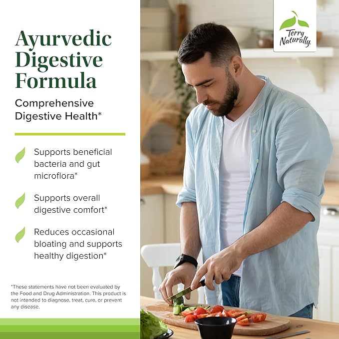 Terry Naturally Ayurvedic Digestive Formula - Digestive Support for Regularity - Support for Bowel Health - Nutrient Absorption Support - Support Gut Health & Gut Microflora - 60 Capsules