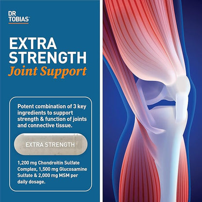 Dr. Tobias Joint Support Supplement with Glucosamine Chondroitin MSM, Supports Connective Tissue, Function & Flexibility, Extra Strength Joint Supplements for Men & Women, 240 Capsules