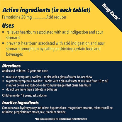 Pepcid AC Maximum Strength Heartburn Relief Tablets, OTC Medicine Prevents & Relieves Heartburn Due to Acid Indigestion, 20mg Famotidine Acid Reducer, Fast-Acting, 75 Ct