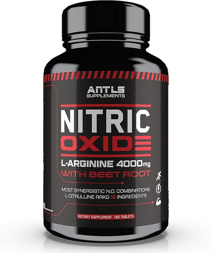 Nitric Oxide Supplement Booster Complex L Arginine 4000mg,L Citrulline, AAKG,Beet Root,Pre Workout Pills,Muscle Bulider,Growth,Pumps,180 Capsules