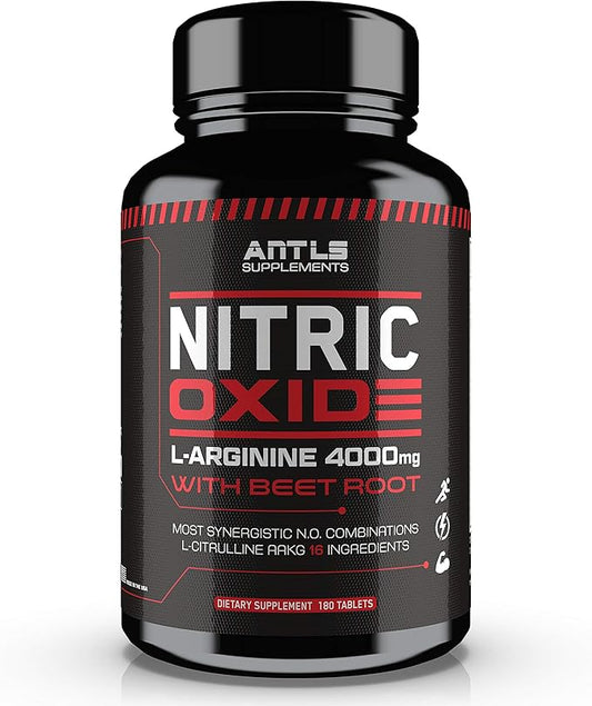 Nitric Oxide Supplement Booster Complex L Arginine 4000mg,L Citrulline, AAKG,Beet Root,Pre Workout Pills,Muscle Bulider,Growth,Pumps,180 Capsules