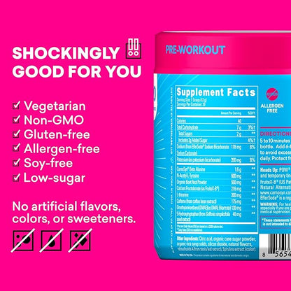 EBOOST POW Natural Pre Workout Powder – 20 Servings - Blue Raspberry - A PreWorkout Supplement for Performance, Joint Mobility Support, Energy - Men and Women - Non-GMO, Gluten-Free, No Creatine