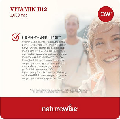 NatureWise Vitamin B12 1,000 mcg 150 Softgels & Vitamin D3 5000iu 360 Mini Softgels for Energy, Mental Clarity, Bone & Muscle Support