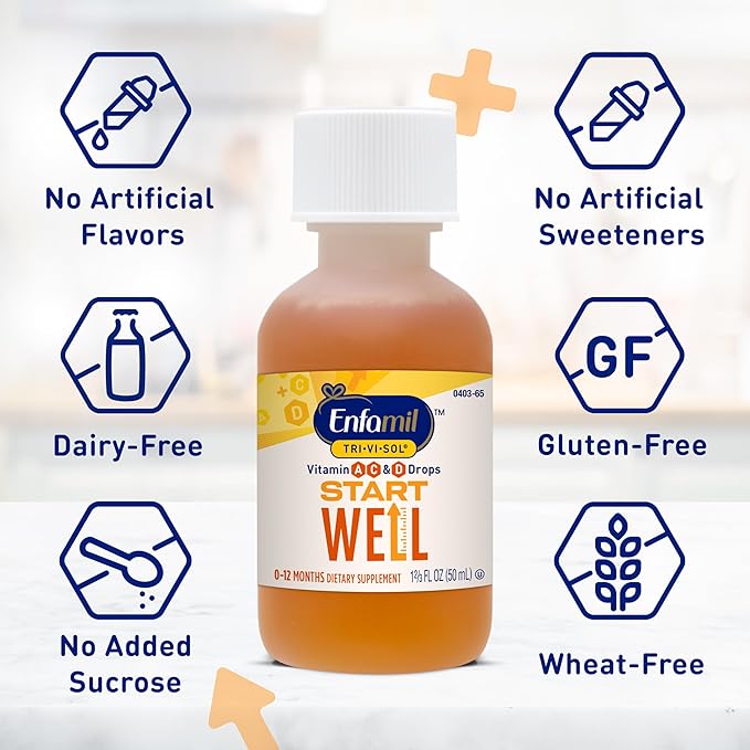 Enfamil Prenatals & Baby Vitamins Tri-Vi-Sol Vitamin A, C & D Multi-Vitamin Drops for Infants, Supports Growth & Immune Health, 50 mL Dropper Bottle,1.69 Fl Oz (Pack of 2),MJ-030