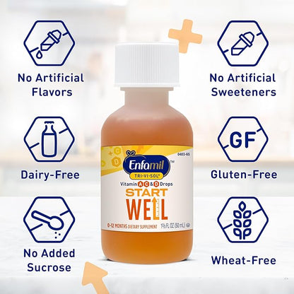 Enfamil Prenatals & Baby Vitamins Tri-Vi-Sol Vitamin A, C & D Multi-Vitamin Drops for Infants, Supports Growth & Immune Health, 50 mL Dropper Bottle,1.69 Fl Oz (Pack of 2),MJ-030