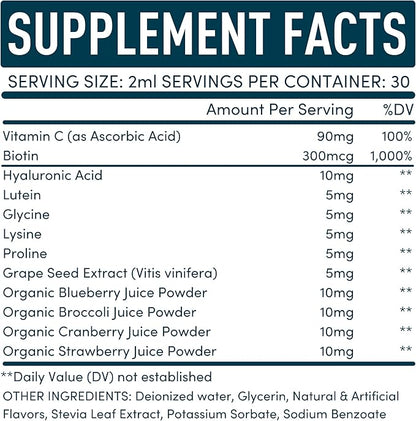 WINDSOR BOTANICALS Vegan Collagen Builder Liquid Supplement - Collagen Booster with Vitamin C, Biotin, Hyaluronic Acid & Amino Acids - Organic Fruit & Vegetable Blend - 60ml, 30 Day
