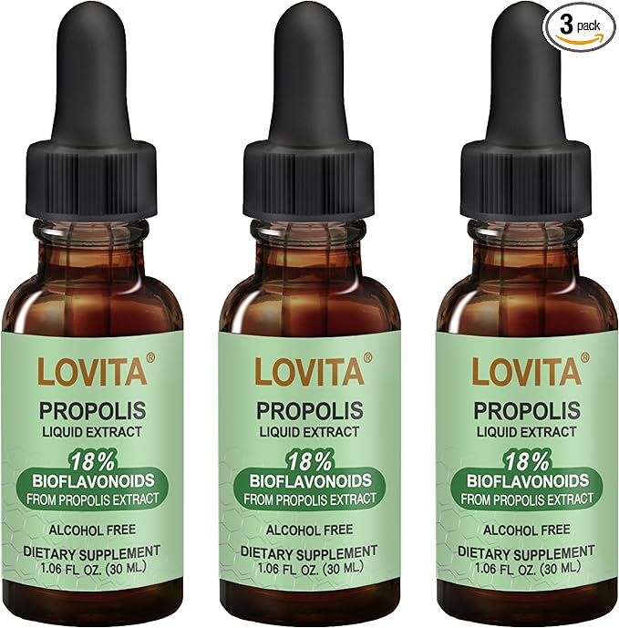 Bee Propolis 500 mg Liquid Extract | 5:1 Propolis Extract | Alcohol Free | Immune Support |1 Fl Oz (Pack of 3)