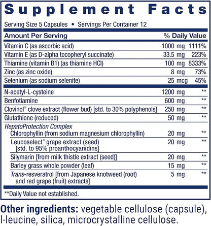 Life Extension Anti-Alcohol Complex, Vitamin C, zinc, Grape Seed, Milk Thistle, Clove Extract, Supports Healthy Alcohol Metabolism & Optimal Liver Function, Gluten-Free, Non-GMO, 60 Capsules