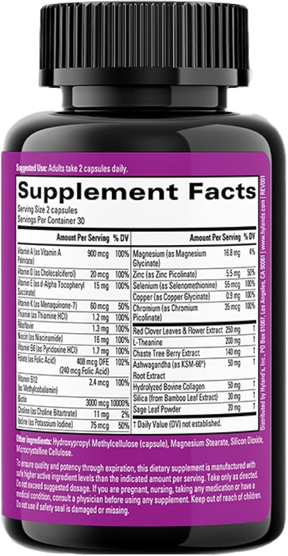 Hyland's Rock On Menopause and Youthful Skin Multivitamin for Women with Immune Support, 60 Capsules, Menopause Relief for Women with Biotin, Collagen, and Red Clover