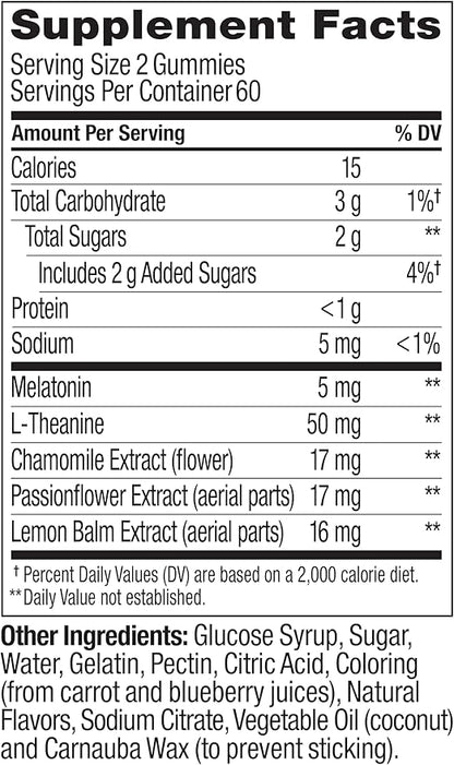 OLLY Extra Strength Sleep Gummy, 5 mg Melatonin, L-Theanine, Chamomile, Lemon Balm Extracts, Sleep Aid, BlackBerry Flavor - 120 Count