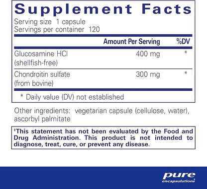 Pure Encapsulations Glucosamine HCl Chondroitin | Hypoallergenic Dual|Strength Support for Healthy Joint Motility and Function | 120 Capsules