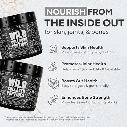Wild Foods Collagen Peptides Powder - 16Oz - Grass-Fed Protein for Skin and Joint Health - Flavorless Mix for Versatile Use - Grass-Fed, Non-GMO Collagen Supplement (Pack of 2)