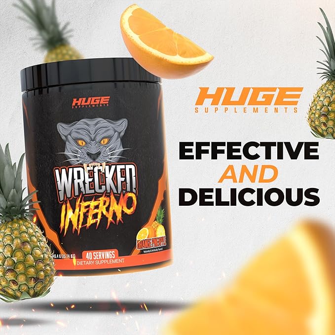 Wrecked Inferno - Thermogenic Pre Workout For Men & Women, Increase Energy, Boost Thermogenesis & Metabolism, Enhance Exercise Performance - Contains L-Citrulline, L-Carnitine, Beta-Alanine & More