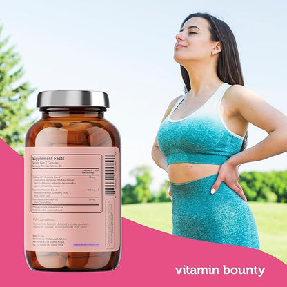 Vitamin Bounty Women's Pro-Daily Probiotic - Supports Vaginal, Digestive & pH Balance, 10 Billion CFUs, 5 Strains + Cranberry - 2 Pack of 60 Capsules